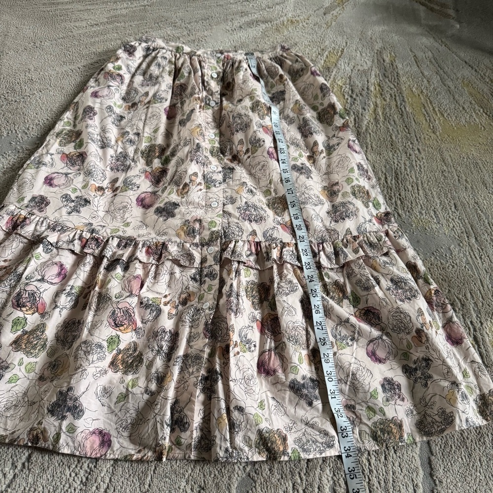 Meadows midi skirt button front organic cotton floral cottage pleated ruffle 8 - Picture 5 of 10